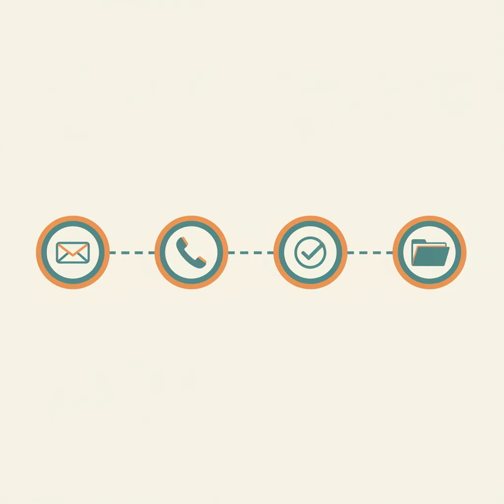Timeline illustrating the four sequential steps of an AI-driven verification: request received, employer contacted, confirmation captured, file completed