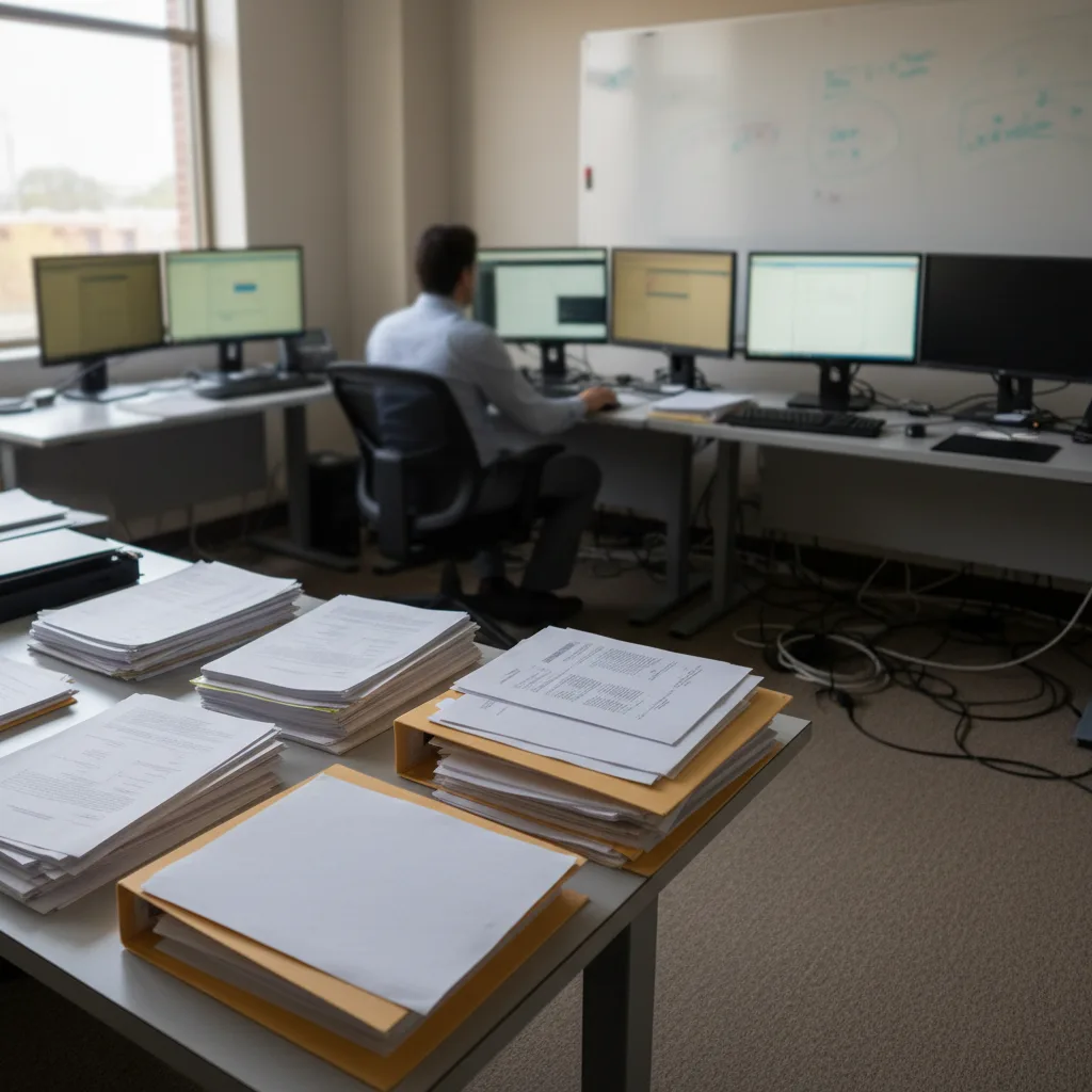 A property management operations team working with screening tools