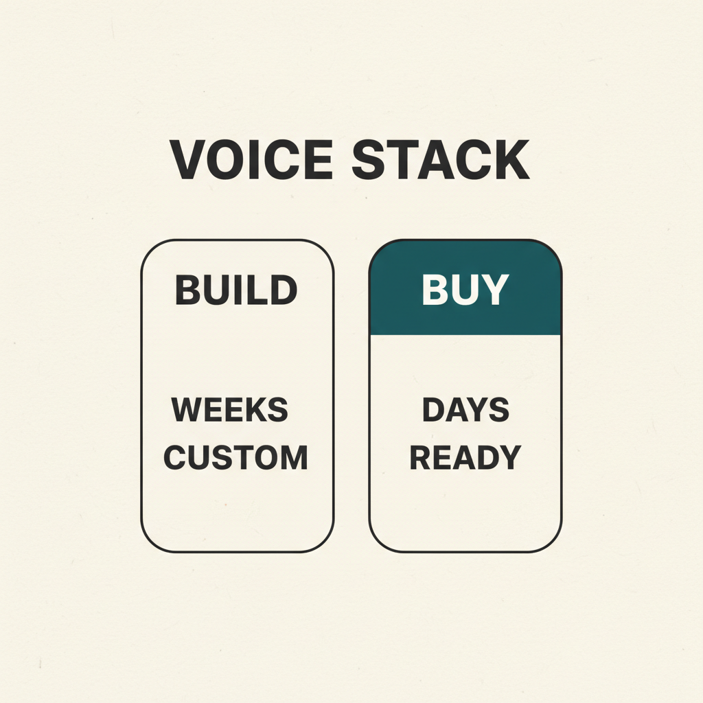 Comparison diagram of build-vs-buy tradeoffs for an AI voice verification stack