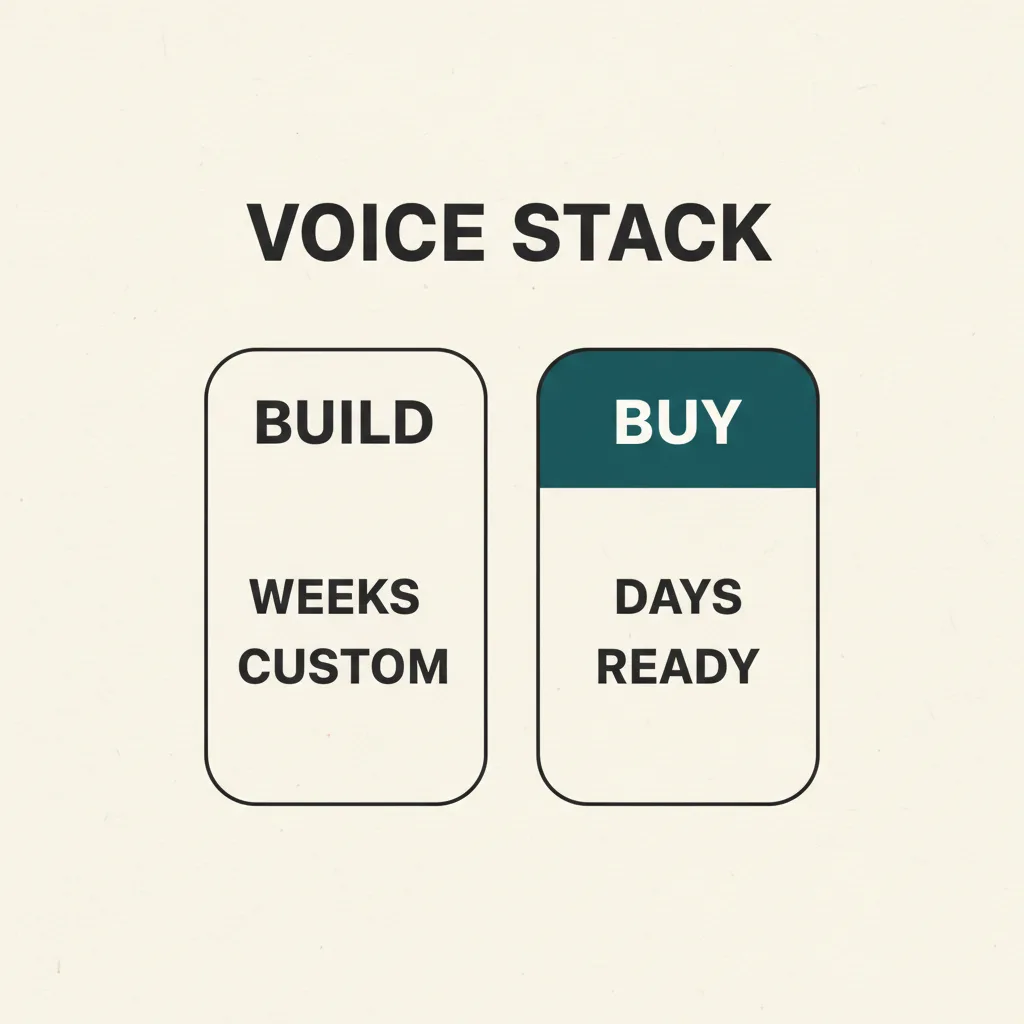 Comparison diagram of build-vs-buy tradeoffs for an AI voice verification stack