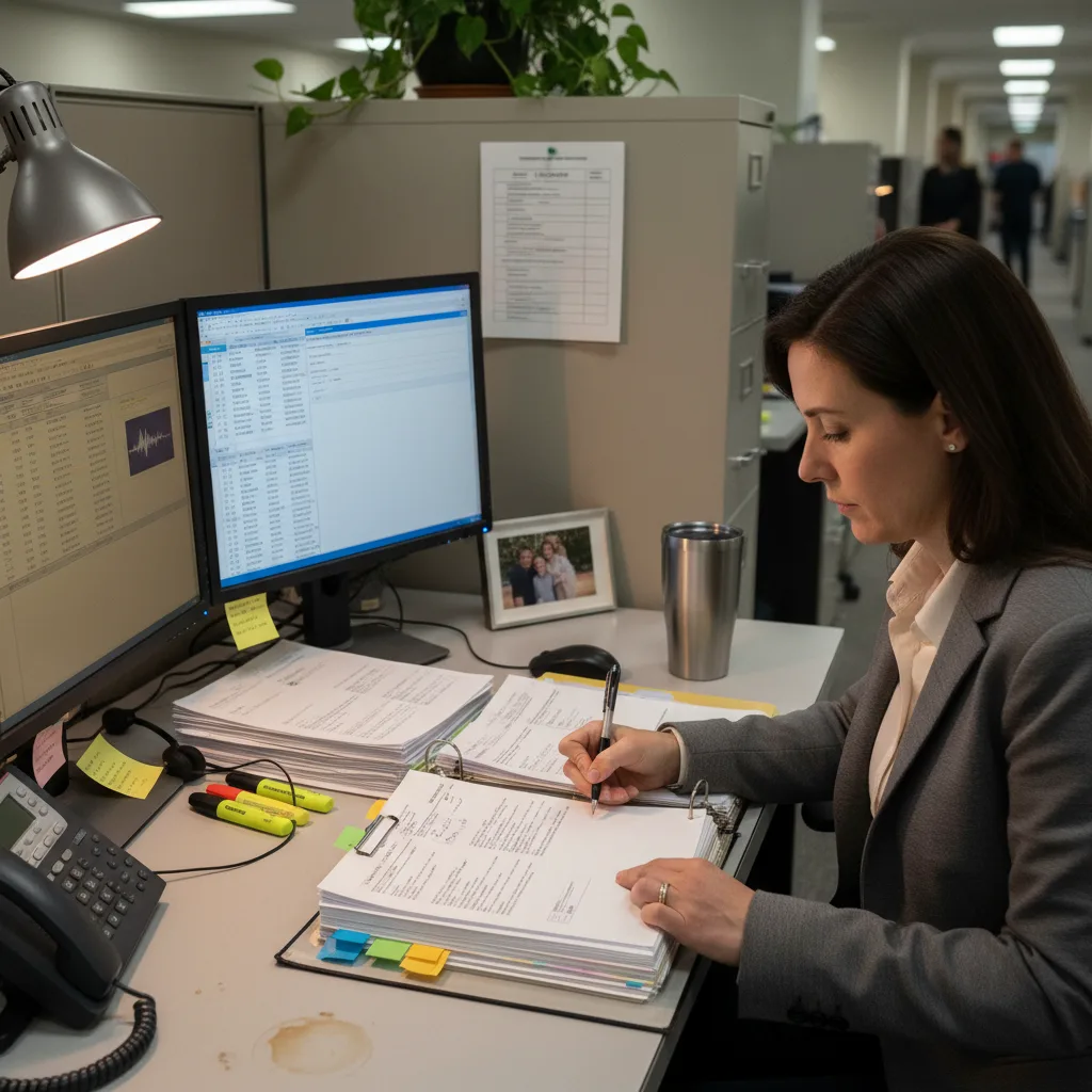 Compliance reviewer at a CRA preparing an FCRA §611 dispute response file with an AI-generated verification record on screen