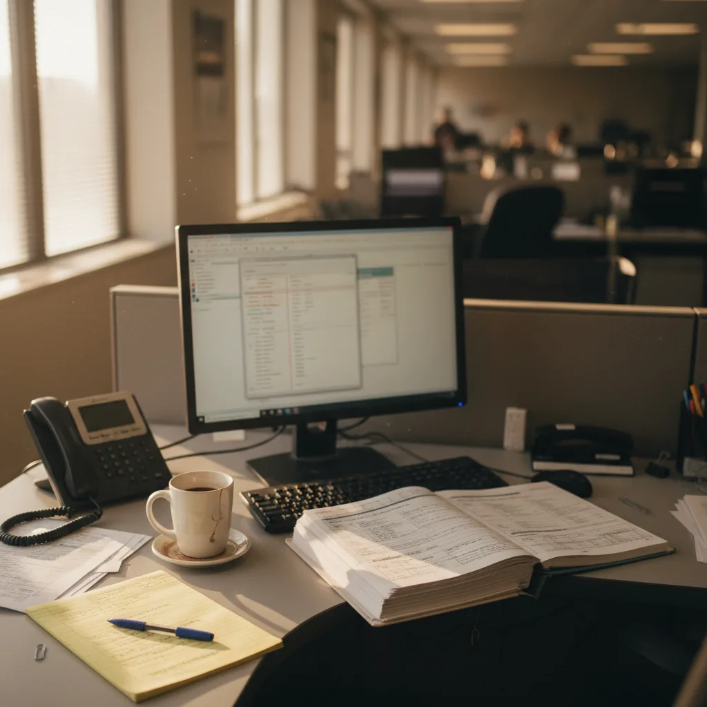 A mortgage operations desk mid-verification