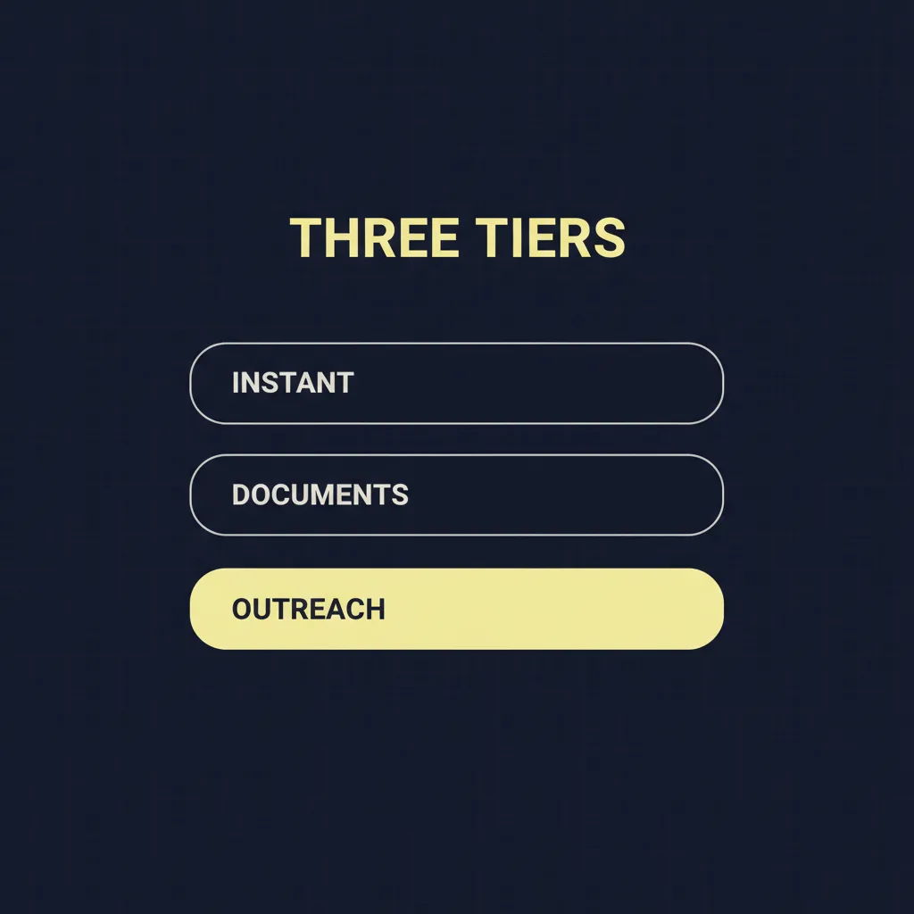 The three tiers of a verification cascade: instant, documents, outreach