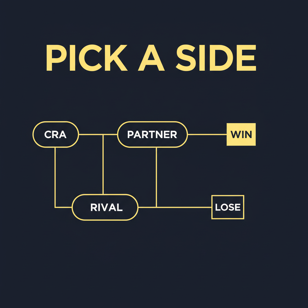 Diagram contrasting CRA-channel verification vendors with employer-direct vendors that compete for the same buyers