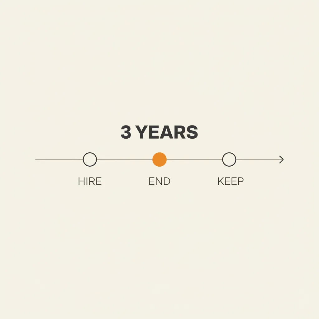 Horizontal retention timeline showing the three-year DQ file preservation window beginning at the driver's termination date