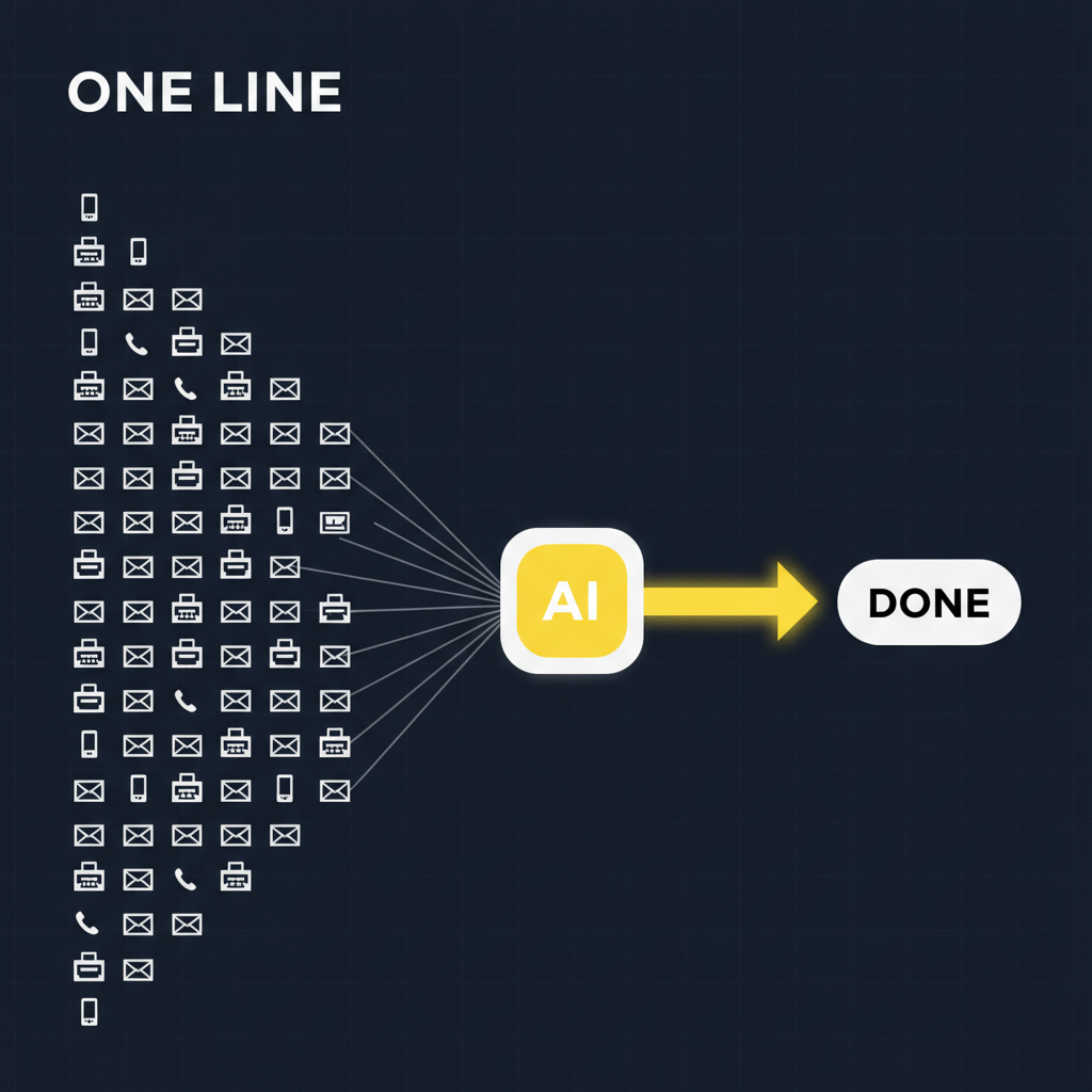 Inbound phone, email, and fax requests absorbed by a single AI verification line