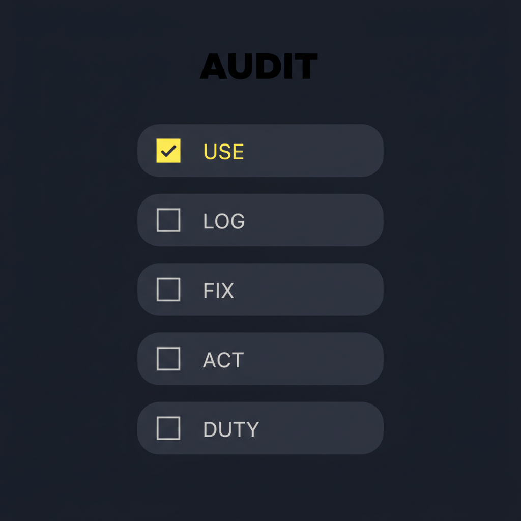 Five-row vendor vetting checklist showing FCRA compliance categories with one item checked off in yellow