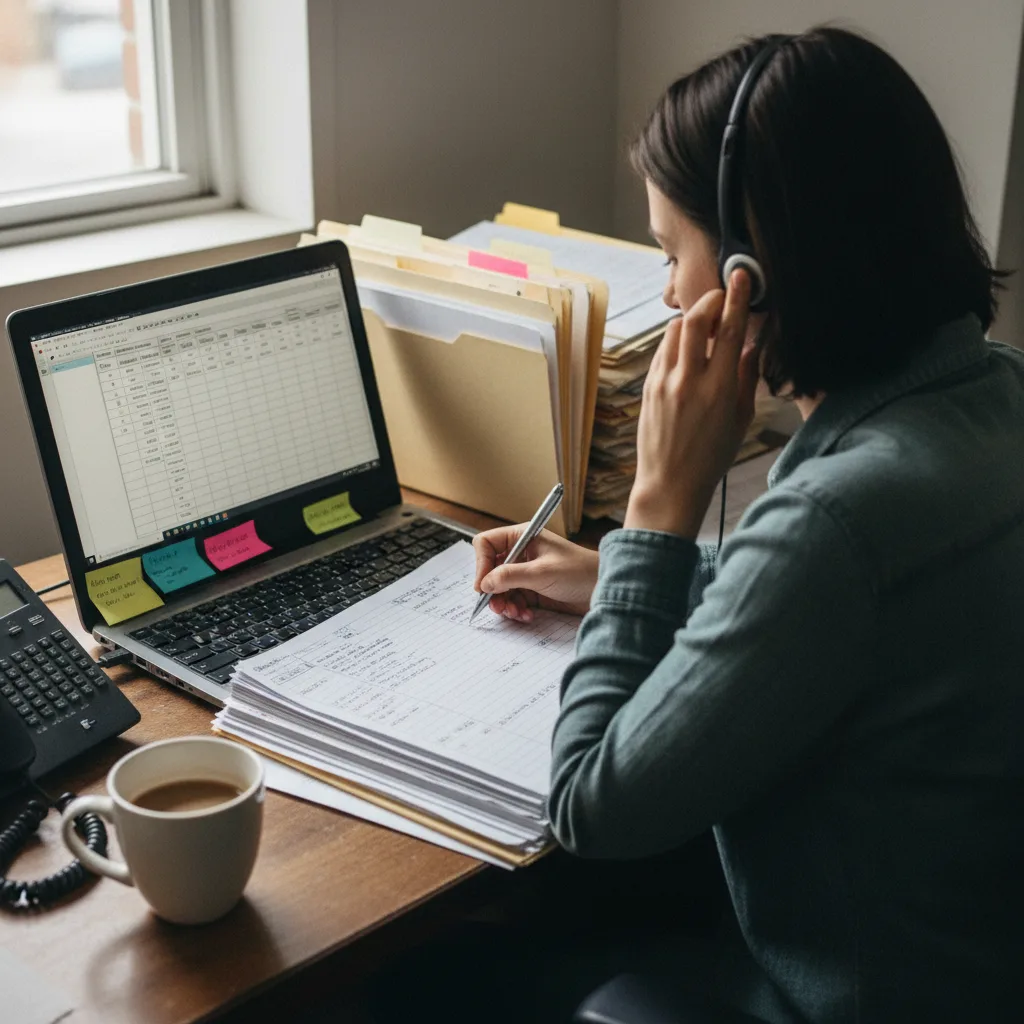 A verification researcher working through manual outreach calls