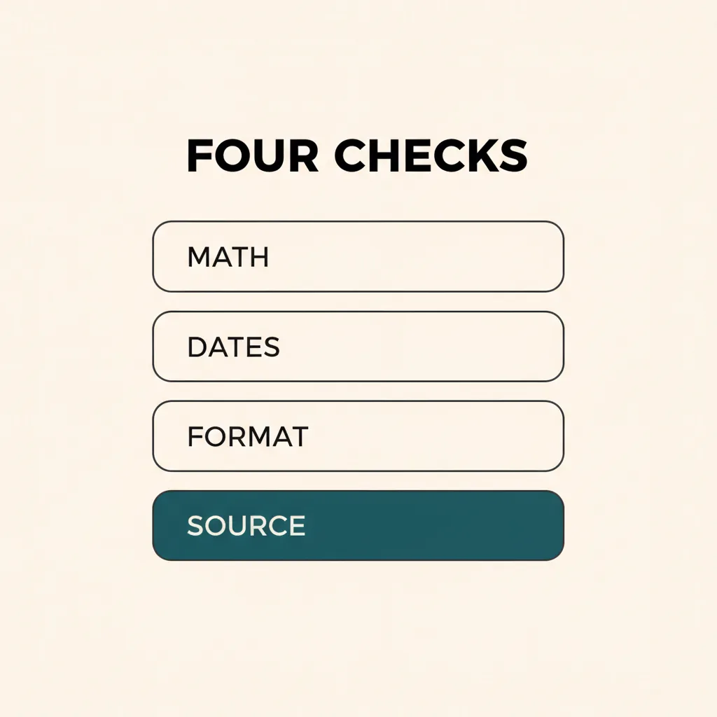 The four layers of pay stub review: math, dates, format, and source