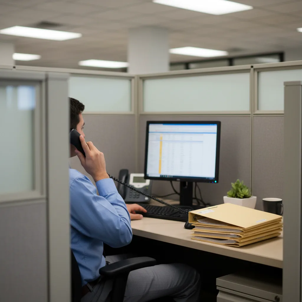 An HR coordinator taking a verification call — the source side of source verification