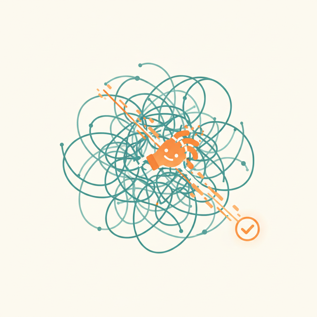 An abstract illustration depicting the challenge of reaching small, hard-to-reach employers for employment verification, contrasted with an efficient, AI-powered solution that streamlines the process for mortgage lenders.