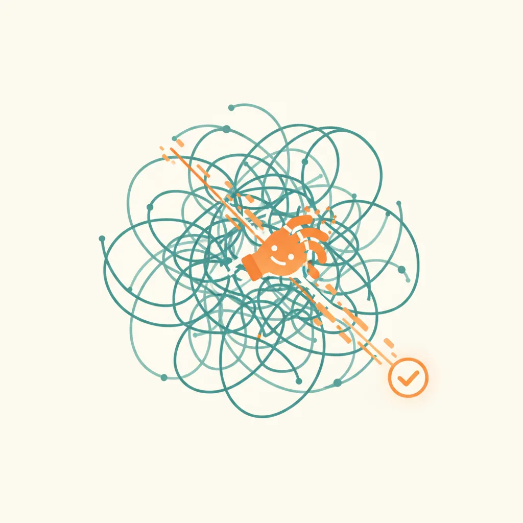 An abstract illustration depicting the challenge of reaching small, hard-to-reach employers for employment verification, contrasted with an efficient, AI-powered solution that streamlines the process for mortgage lenders.