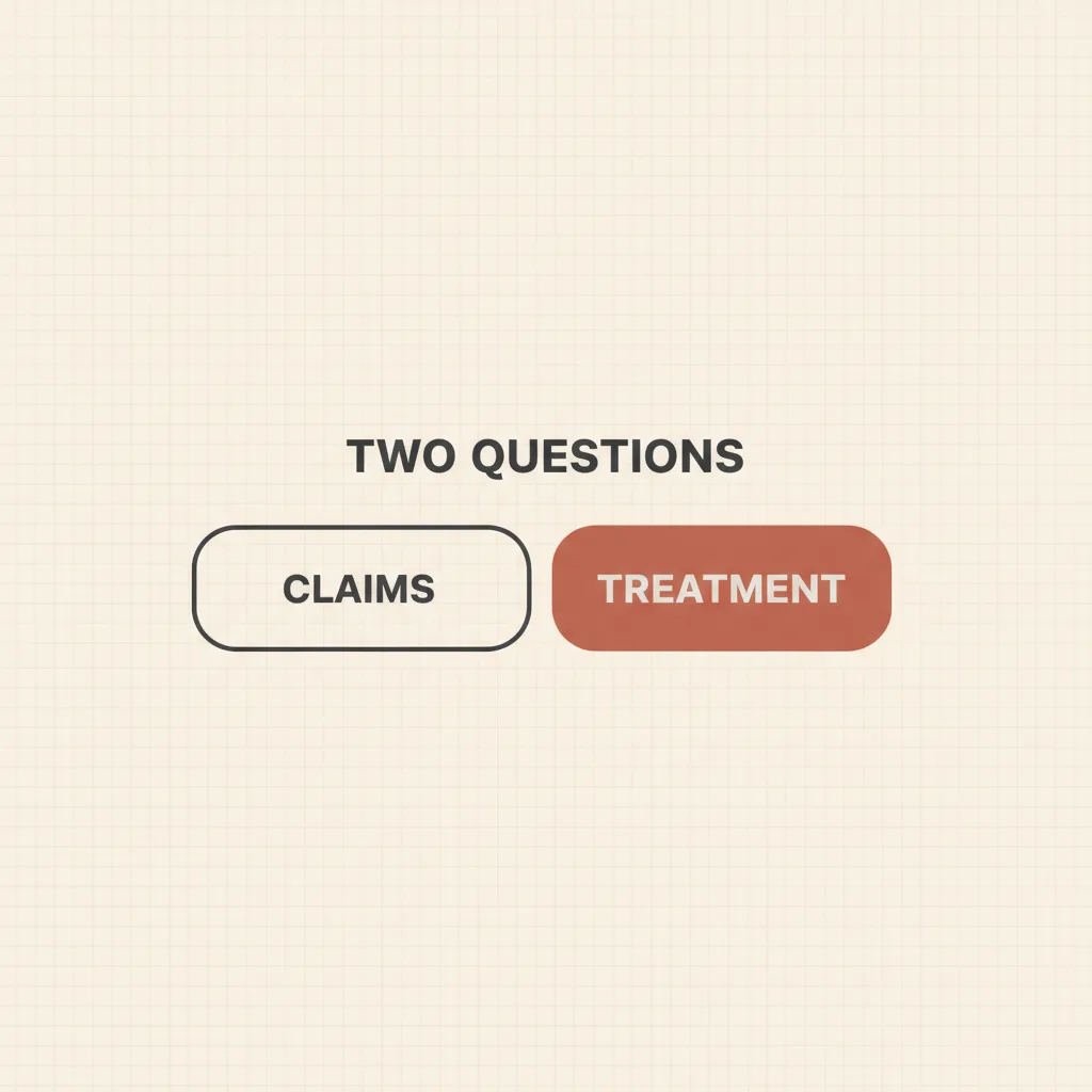 Two questions: claims and treatment